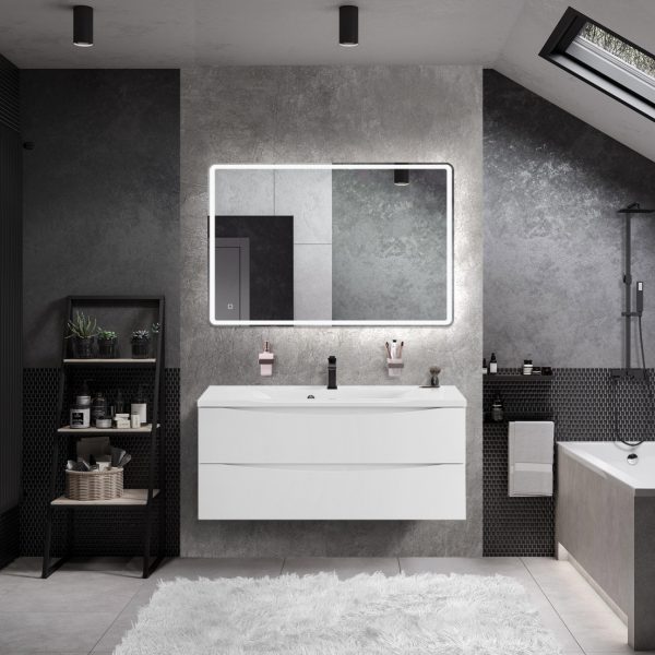 BelBagno - Тумба с раковиной подвесная  MARINO 120 Bianco Lucido, раковина белая