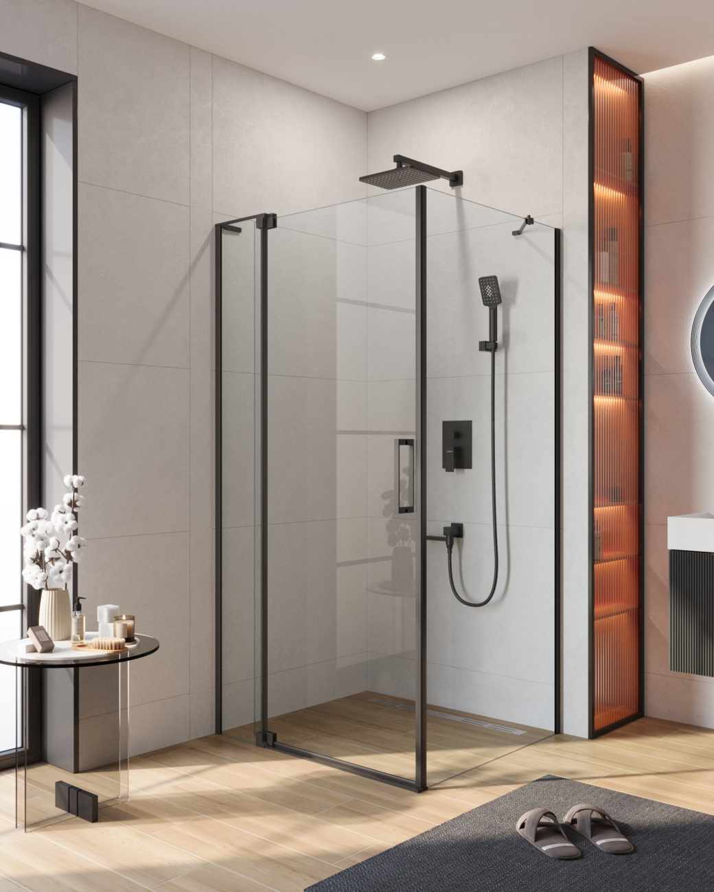 Душевой уголок CEZARES SLIDER-AH-1-90-100/110-C-NERO