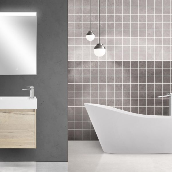 BelBagno - Тумба с раковиной подвесная  KRAFT MINI 50 Rovere Galifax Bianco левосторонняя, раковина белая