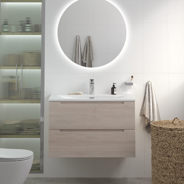BelBagno - Тумба с раковиной подвесная  ETNA 90 Rovere Grigio, раковина белая BB-8099-90
