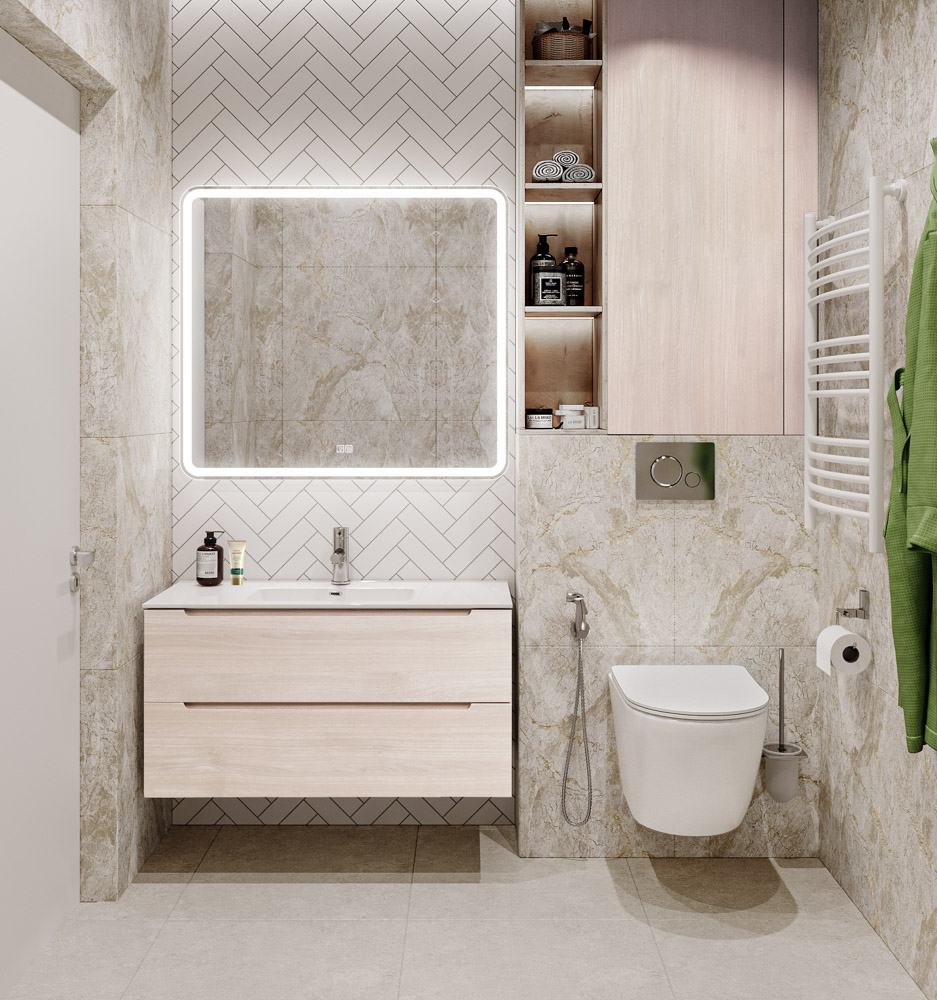 Тумба с раковиной подвесная BelBagno ETNA 100 Rovere Grigio, раковина белая