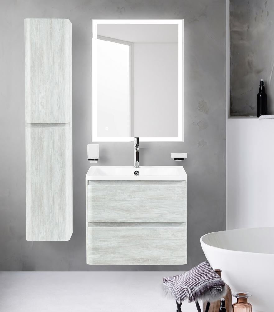 Тумба с раковиной подвесная BelBagno ALBANO 60 Rovere Vintage Bianco, раковина белая