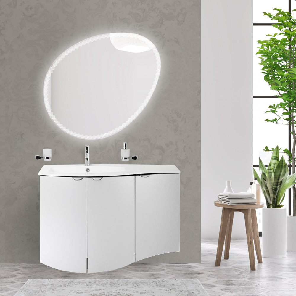 Тумба с раковиной подвесная CEZARES RIALTO 104 Bianco Opaco, левосторонняя