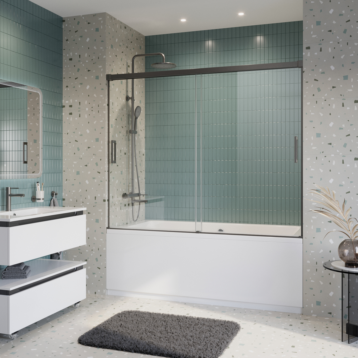 Душевая шторка на ванну CEZARES TANDEM-SOFT-VF-2-180/145-C-GM-IV