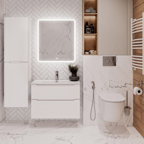 BelBagno - Тумба с раковиной подвесная  ETNA-H60 80 Bianco Lucido, раковина белая