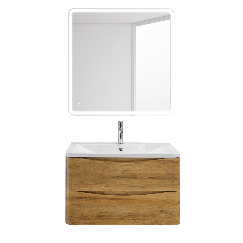 Тумба с раковиной подвесная BelBagno ACQUA 100 Rovere Rustico, раковина белая