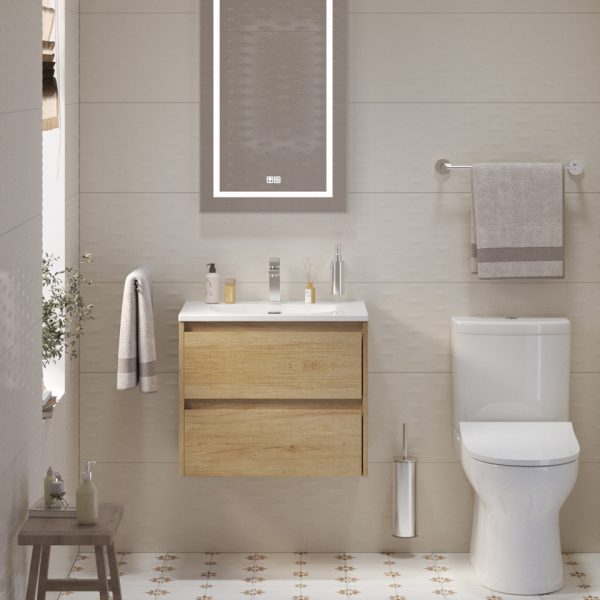 BelBagno - Тумба с раковиной подвесная  KRAFT 39 60 Rovere Nebrasca Nature, раковина белая BB-8099-3-60