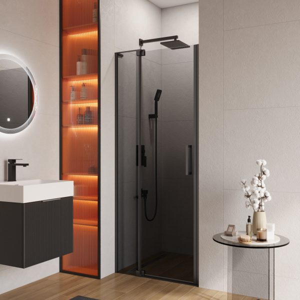 CEZARES - Душевая дверь в нишу  SLIDER-B-1-80/90-GRIGIO-NERO