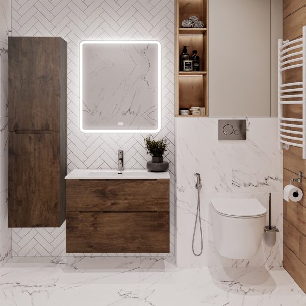 BelBagno - Тумба с раковиной подвесная  ETNA-H60 90 Rovere Moro, раковина белая