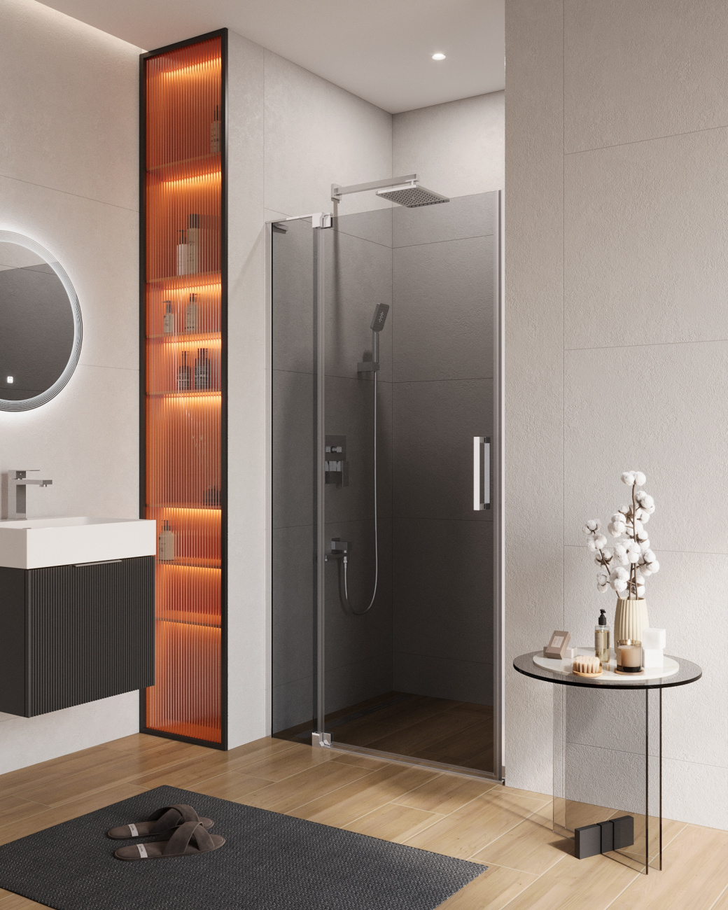 Душевая дверь в нишу CEZARES SLIDER-B-1-90/100-GRIGIO-Cr