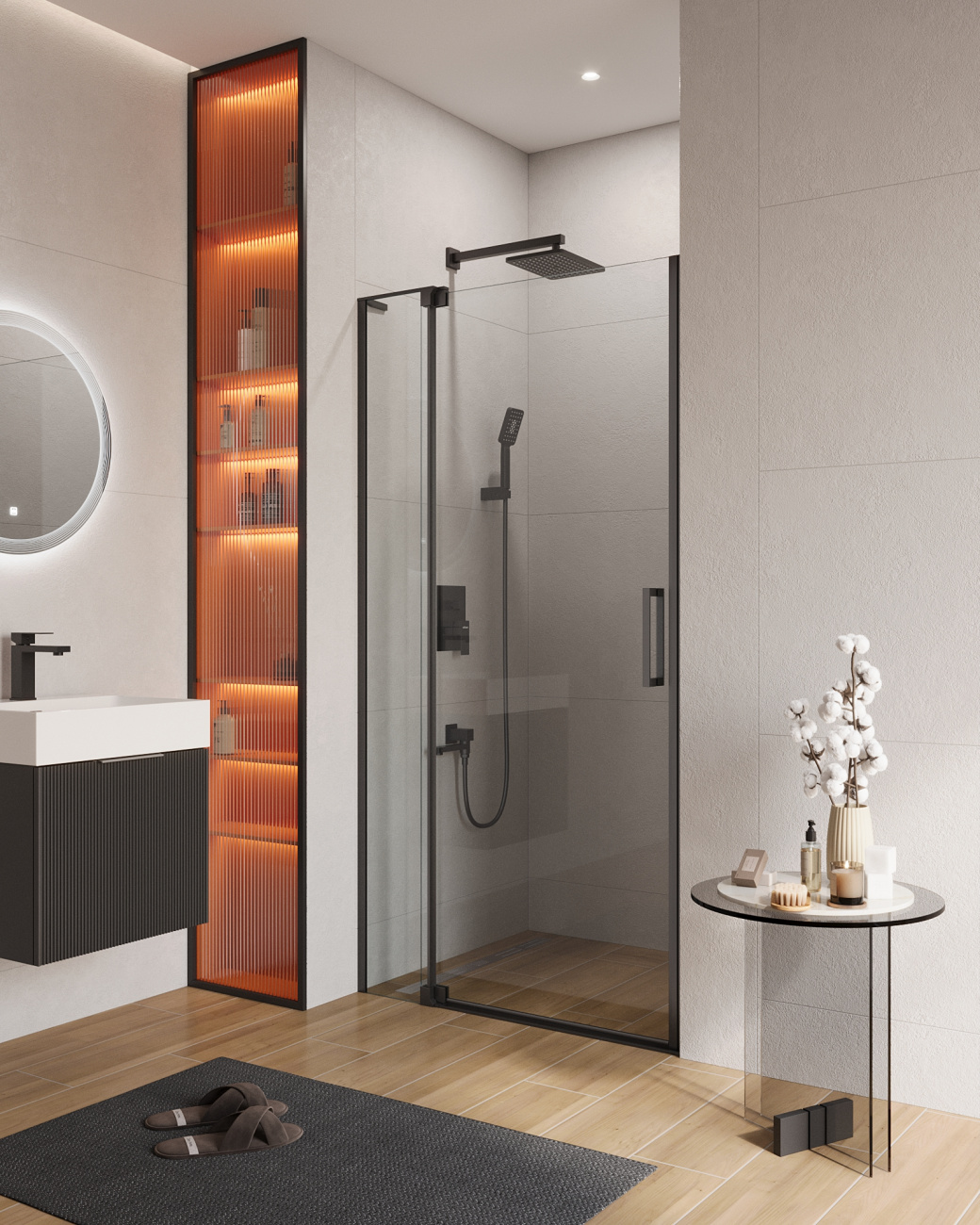 Душевая дверь в нишу CEZARES SLIDER-B-1-100/110-C-NERO