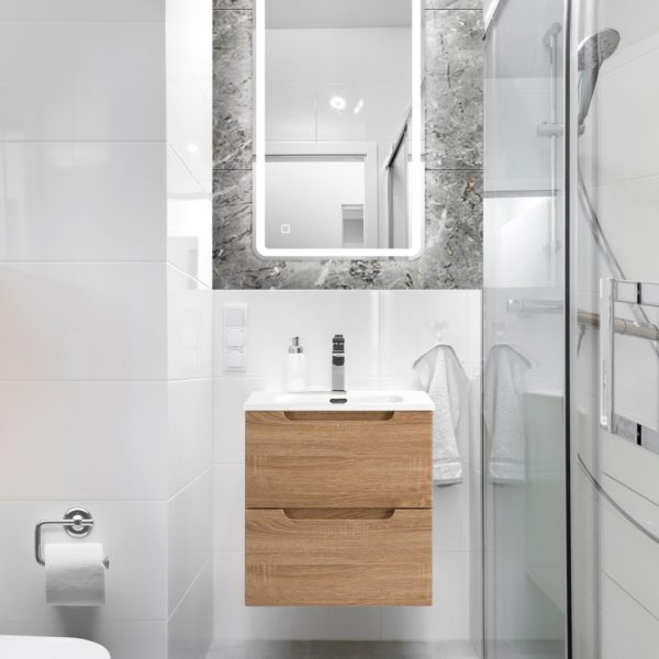 BelBagno - Тумба с раковиной подвесная  ETNA 50 Rovere Bianco, раковина белая