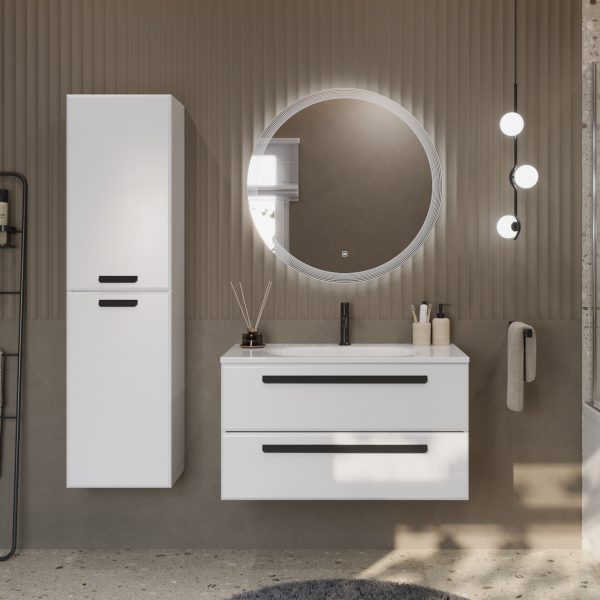 CEZARES - Тумба с раковиной подвесная  ECO 75 Bianco Opaco, раковина белая