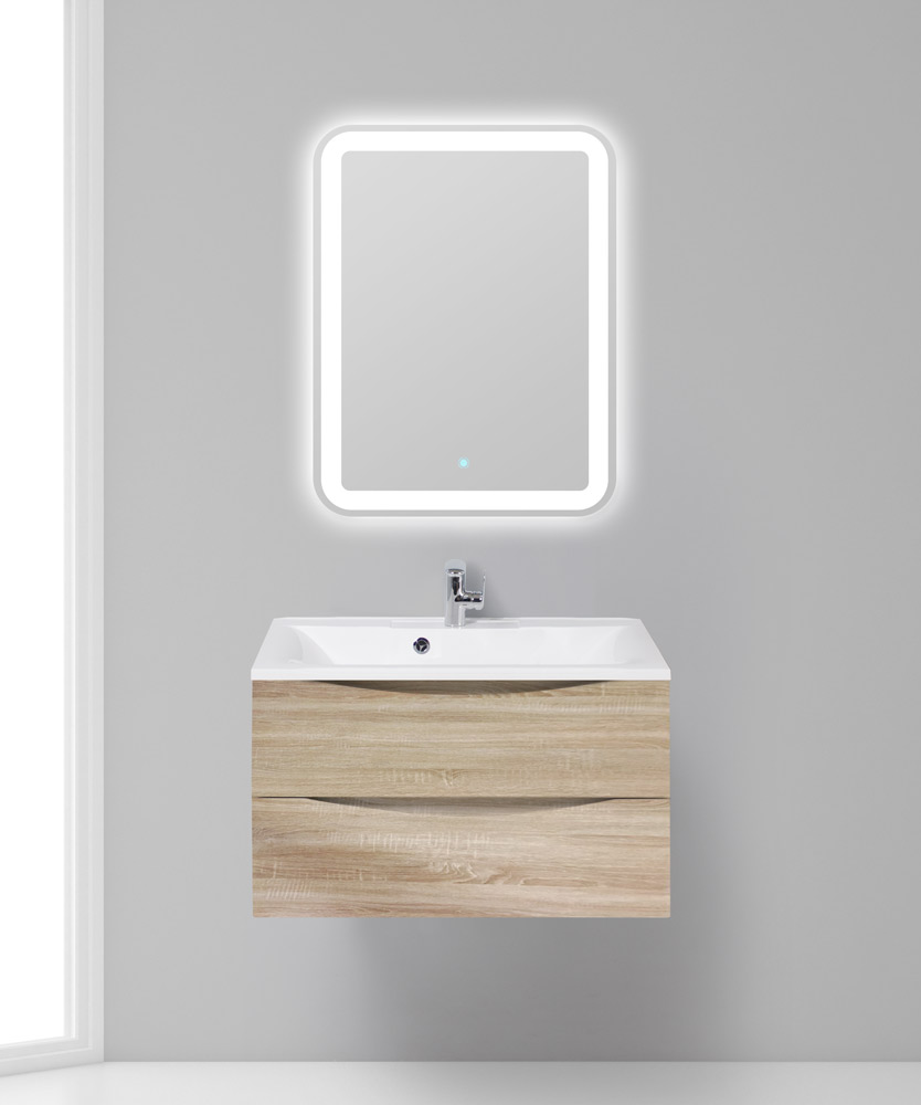 Тумба с раковиной подвесная BelBagno MARINO 80 Rovere Bianco, раковина белая