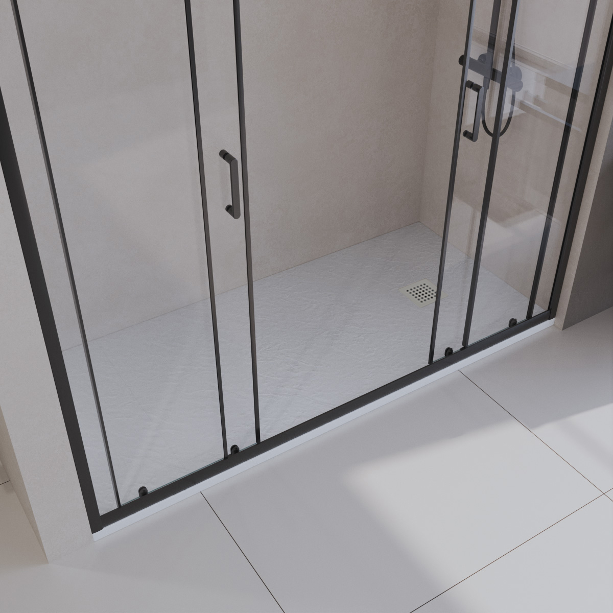 Душевой поддон из искусственного мрамора в комплекте с сифоном BelBagno UNO TRAY-MR-UNO-AH-170/80-35-W-BO