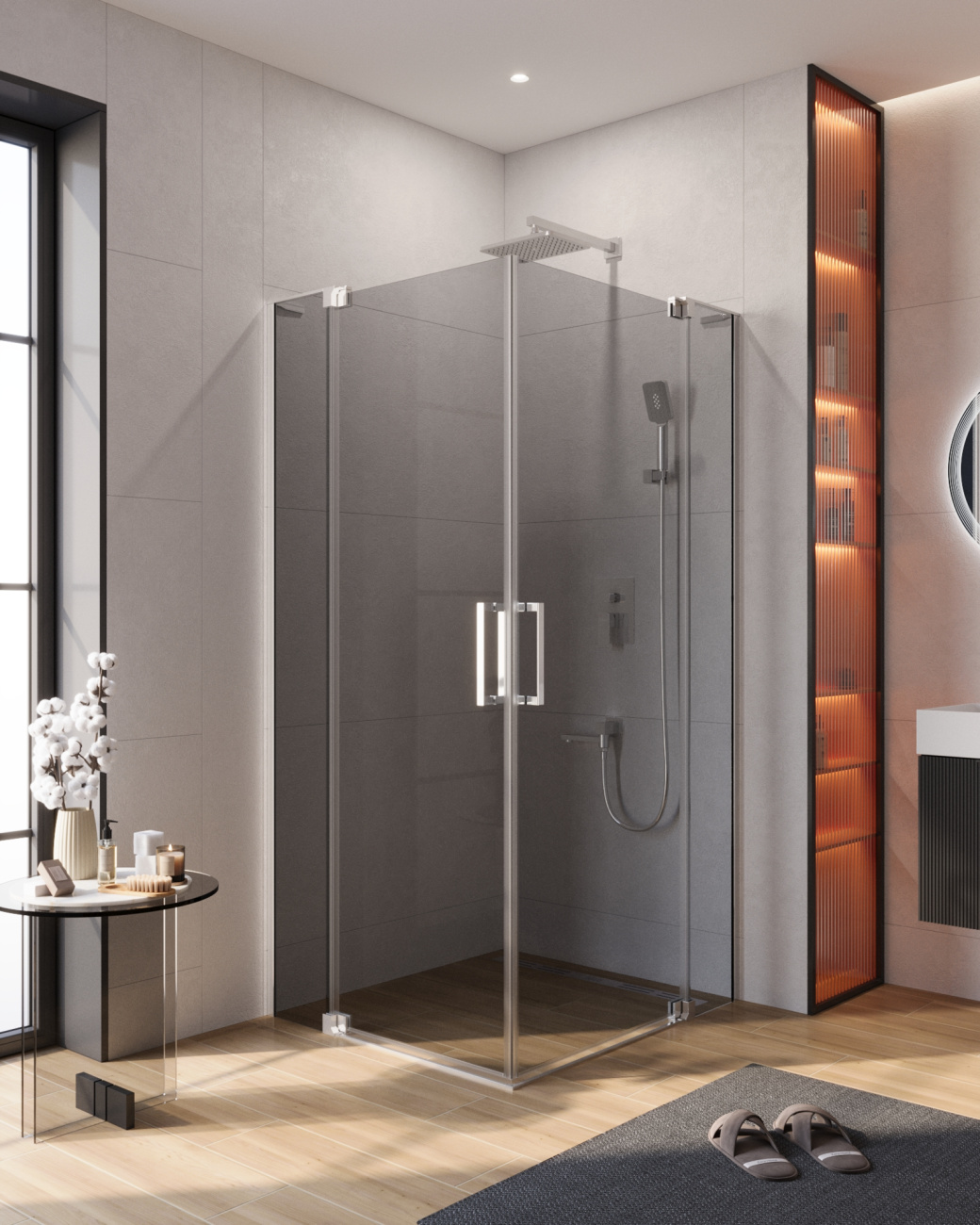 Душевой уголок CEZARES SLIDER-AH-2-80/90-100/110-GRIGIO-Cr