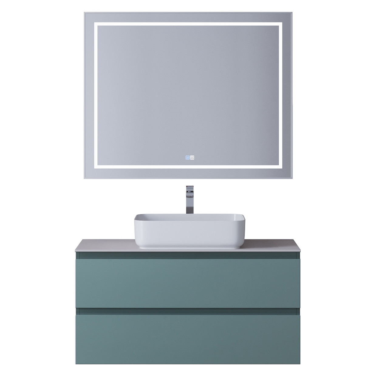 Тумба со столешницей подвесная BelBagno KRAFT 100 Голубой Матовый, столешница KEP-100-BO