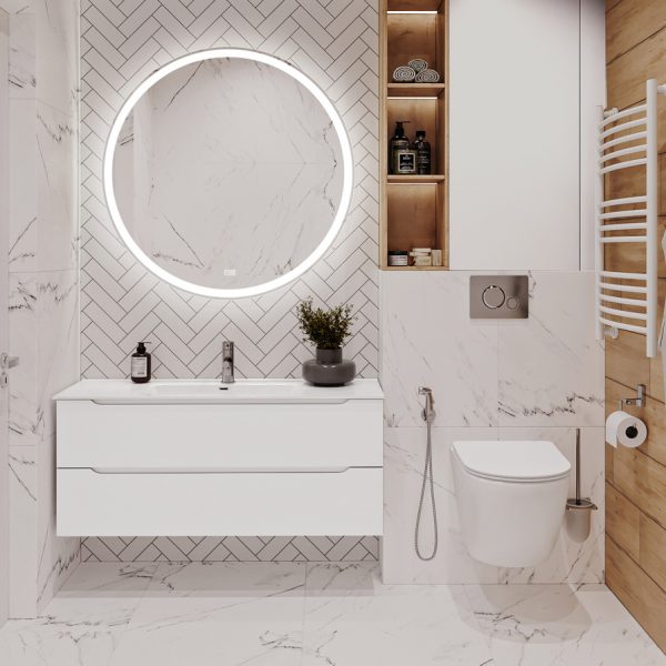 BelBagno - Тумба с раковиной подвесная  ETNA 120 Bianco Lucido, раковина белая