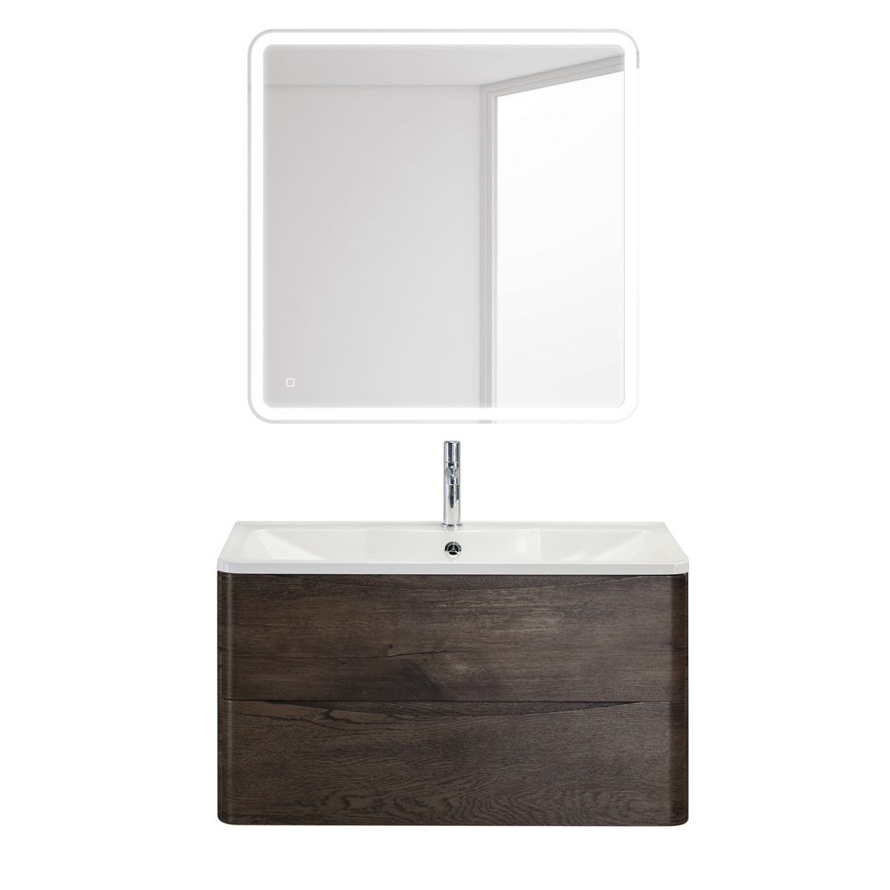 Тумба с раковиной подвесная BelBagno ACQUA 90 Rovere Nature Grigio, раковина белая