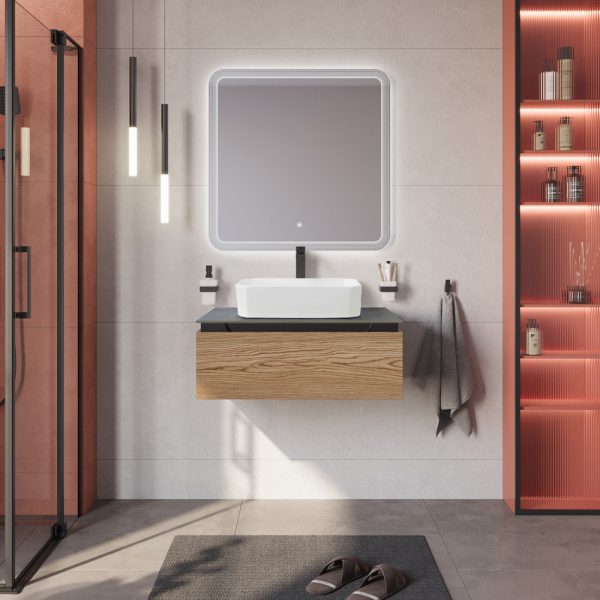 CEZARES - Тумба со столешницей подвесная  SLIDER 80 Дуб тангент, столешница SLD-80/48-MNO