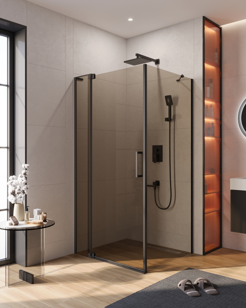 Душевой уголок CEZARES SLIDER-AH-1-90-100/110-BR-NERO