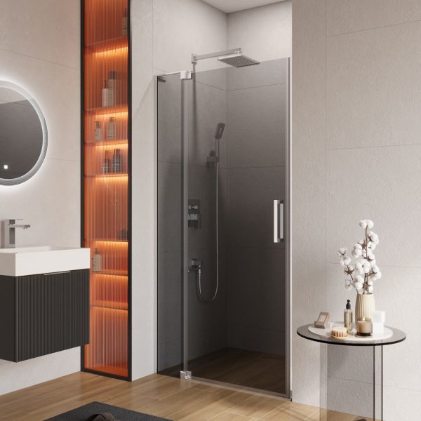 CEZARES - Душевая дверь в нишу  SLIDER-B-1-80/90-GRIGIO-Cr