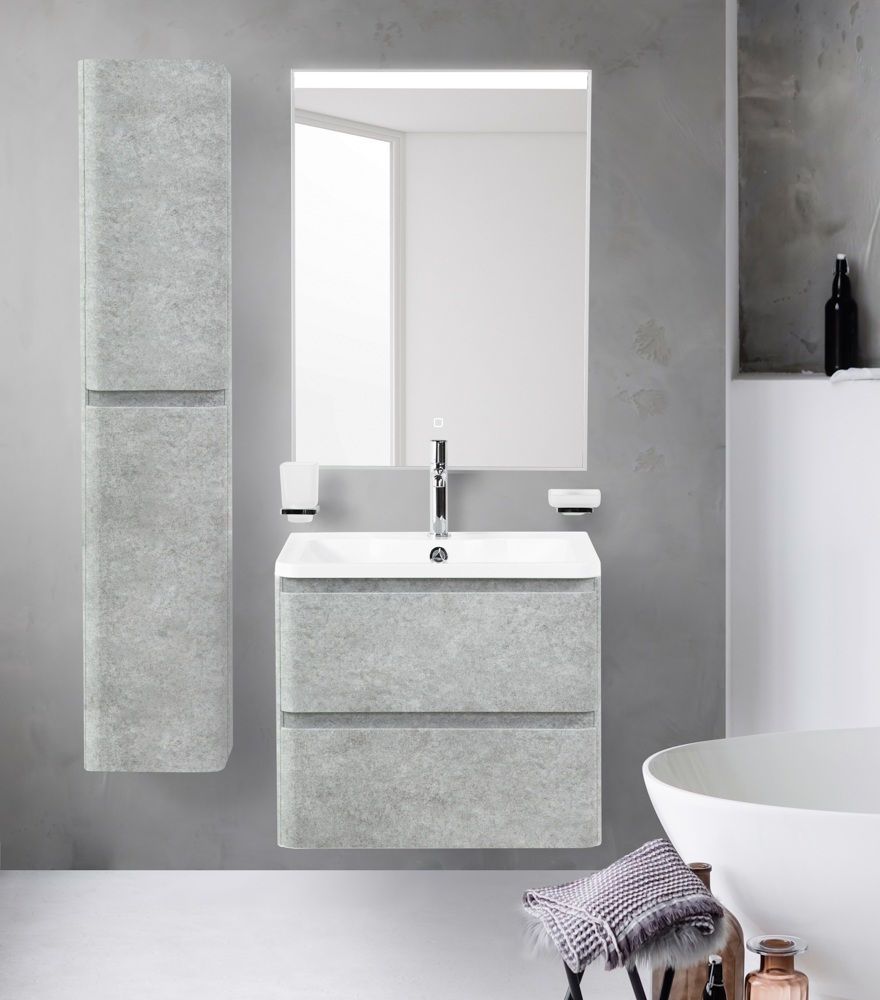 Тумба с раковиной подвесная BelBagno ALBANO 60 Cemento Verona Grigio, раковина белая
