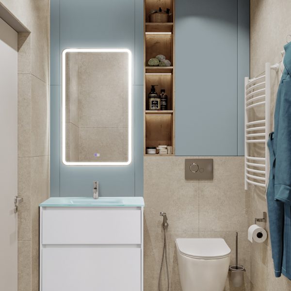 BelBagno - Тумба со стеклянной глянцевой раковиной напольная  KRAFT 80 Bianco Opaco, раковина белая