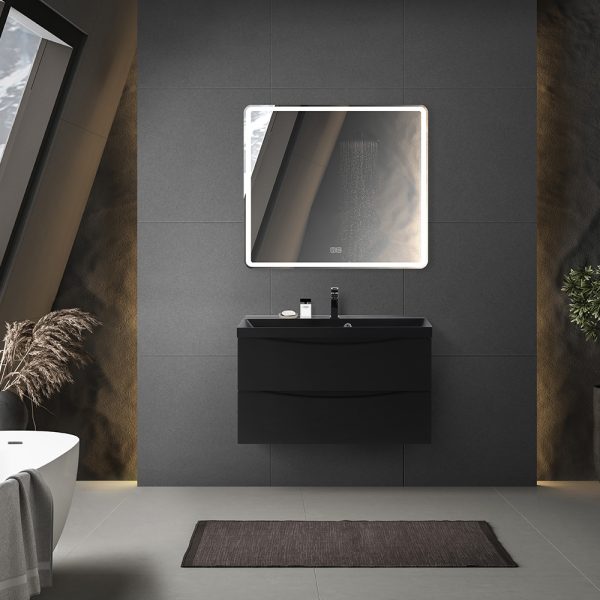 BelBagno - Тумба с раковиной подвесная  MARINO 90 Nero Lucido, раковина чёрная