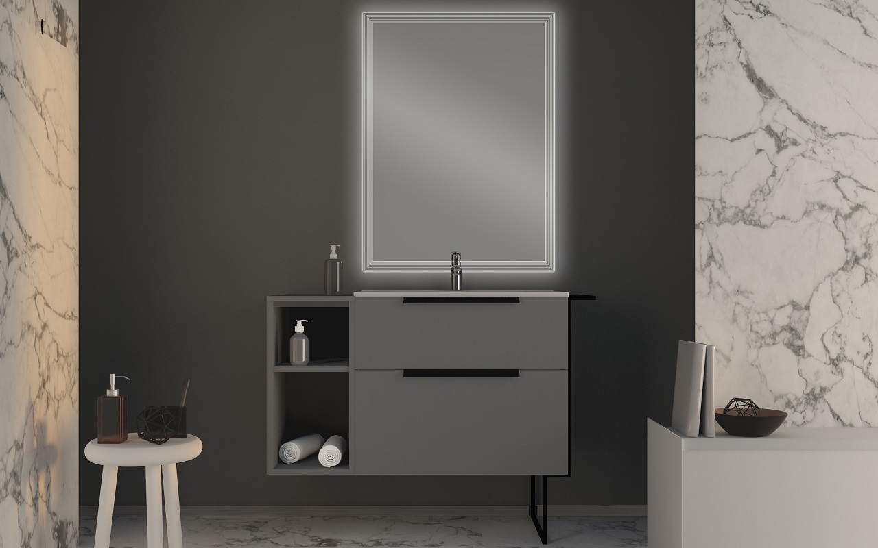 Тумба с раковиной подвесная CEZARES URBAN 74 Grigio Opaco