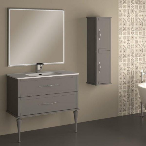 CEZARES - Тумба с раковиной подвесная  TIFFANY 100 Grigio Nuvola, раковина белая