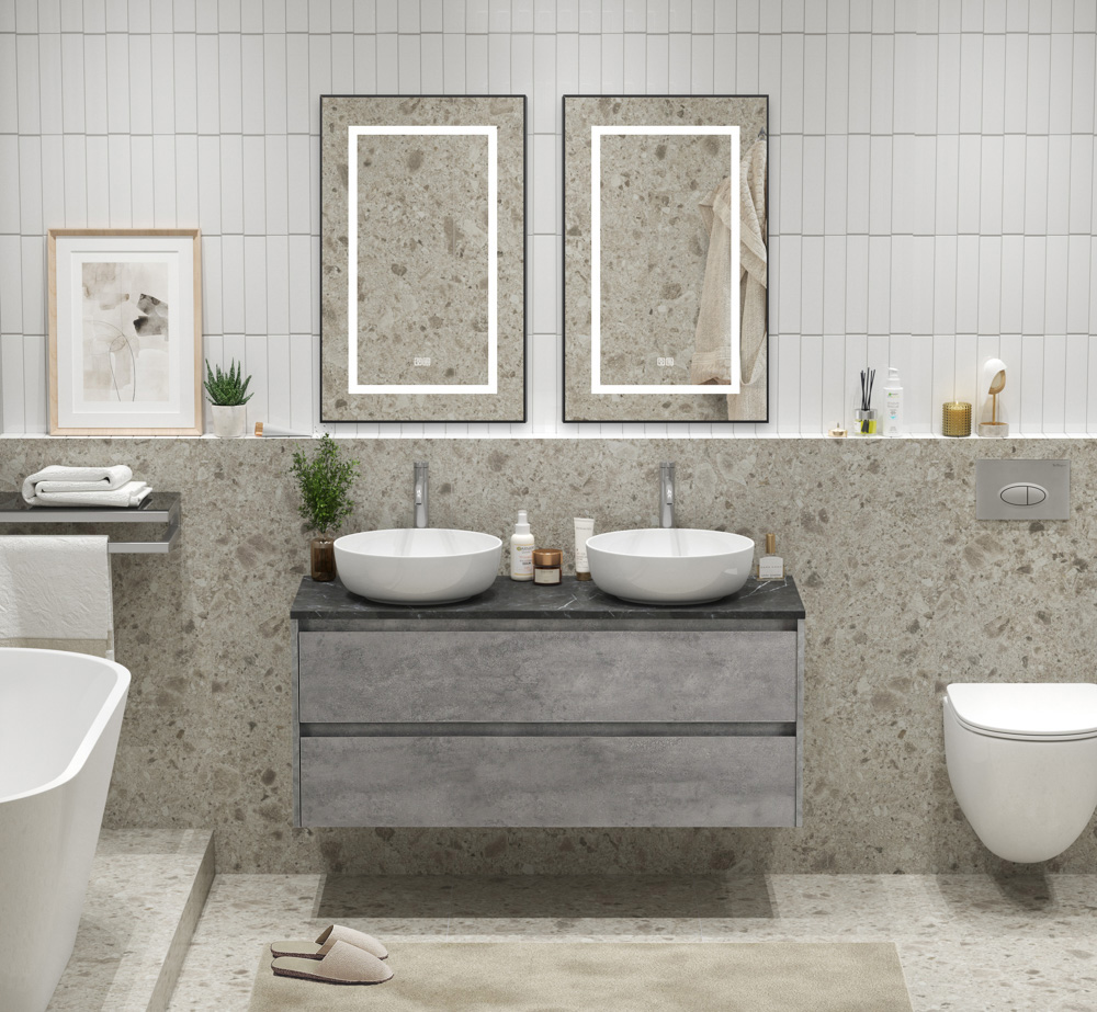 Тумба со столешницей подвесная BelBagno KRAFT 120 Cemento Grigio
