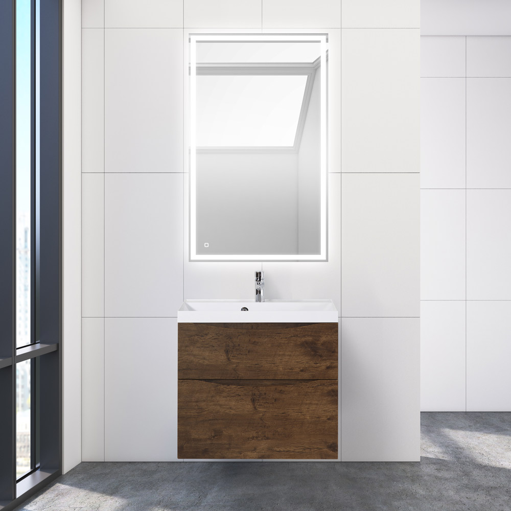 Тумба с раковиной подвесная BelBagno MARINO-H60 70 Rovere Moro, раковина белая