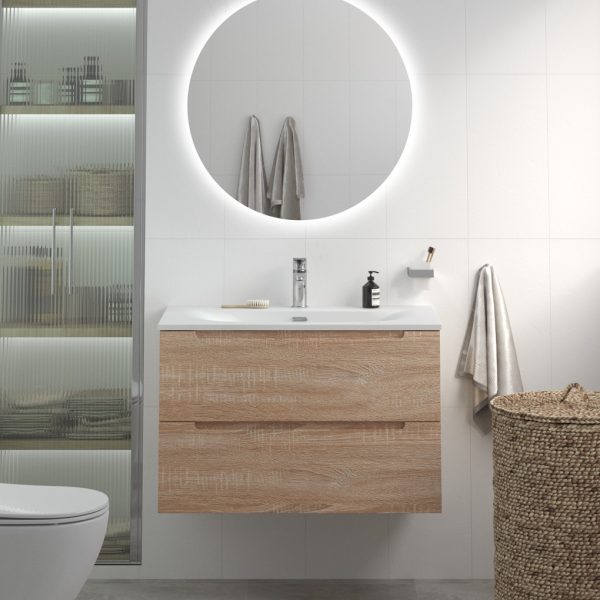 BelBagno - Тумба с раковиной подвесная  ETNA 80 Rovere Bianco, раковина белая BB-8099-80