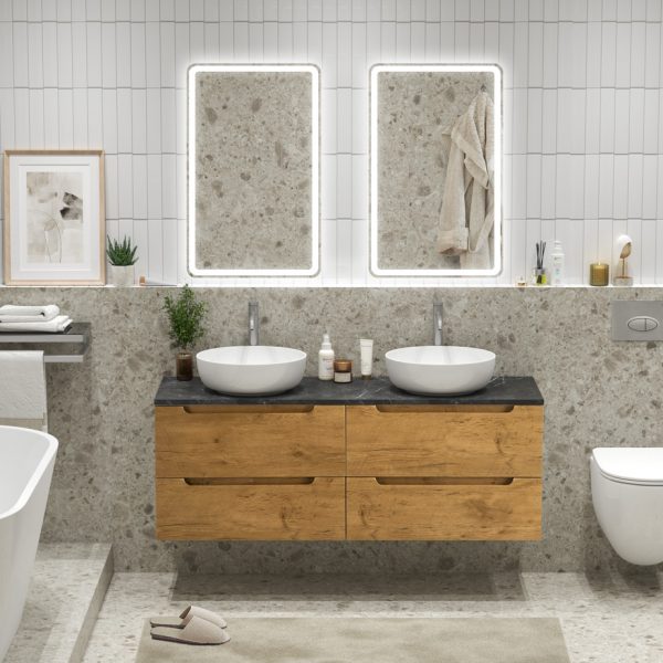 BelBagno - Тумба с четырьмя ящиками и столешницей подвесная  ETNA 140 Rovere Nature