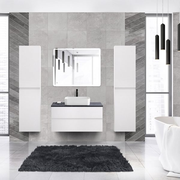 CEZARES - Тумба со столешницей под накладную раковину подвесная  MOLVENO 46 100 Bianco Ghiaccio