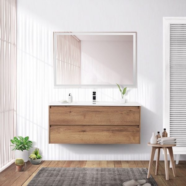 BelBagno - Тумба с раковиной подвесная  KRAFT 120 Rovere Tabacco, раковина белая