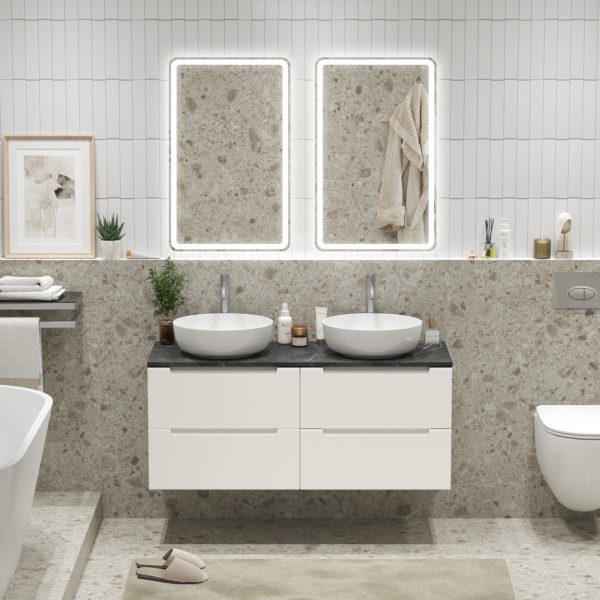 BelBagno - Тумба с четырьмя ящиками и столешницей подвесная  ETNA 120 Bianco Lucido