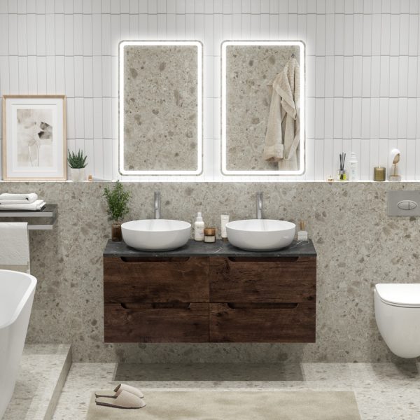 BelBagno - Тумба с четырьмя ящиками и столешницей подвесная  ETNA 120 Rovere Moro