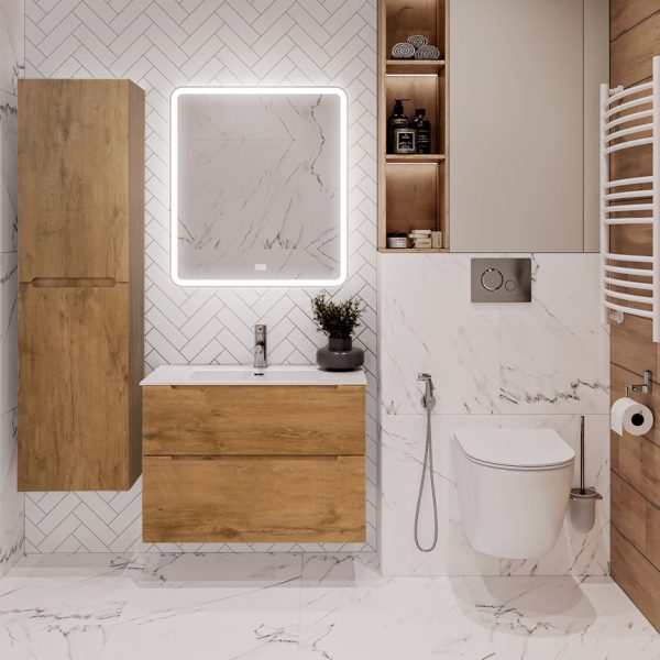 BelBagno - Тумба с раковиной подвесная  ETNA-H60 90 Rovere Nature, раковина белая