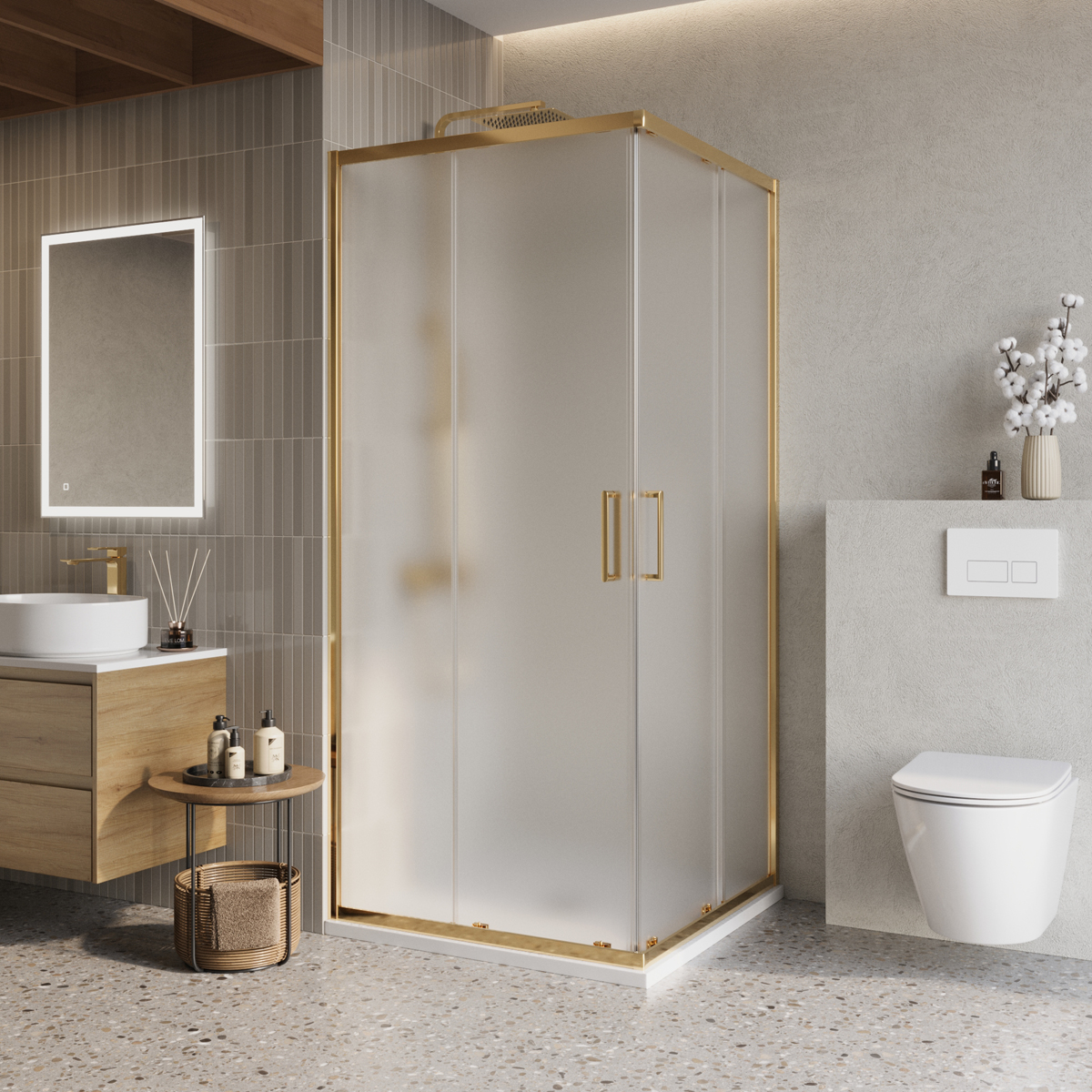 Душевой уголок BelBagno LUCE-A-2-90-P-ORO