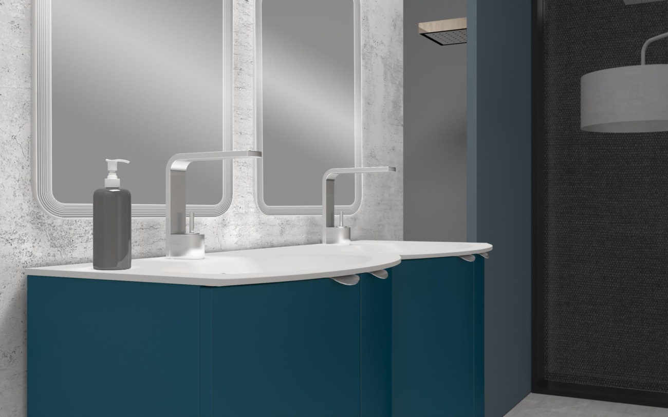 Тумба с раковиной подвесная CEZARES RIALTO 138 Blu Petrolio