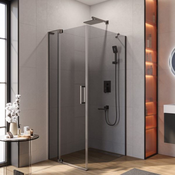 CEZARES - Душевой уголок  SLIDER-AH-1-90-80/90-GRIGIO-GM