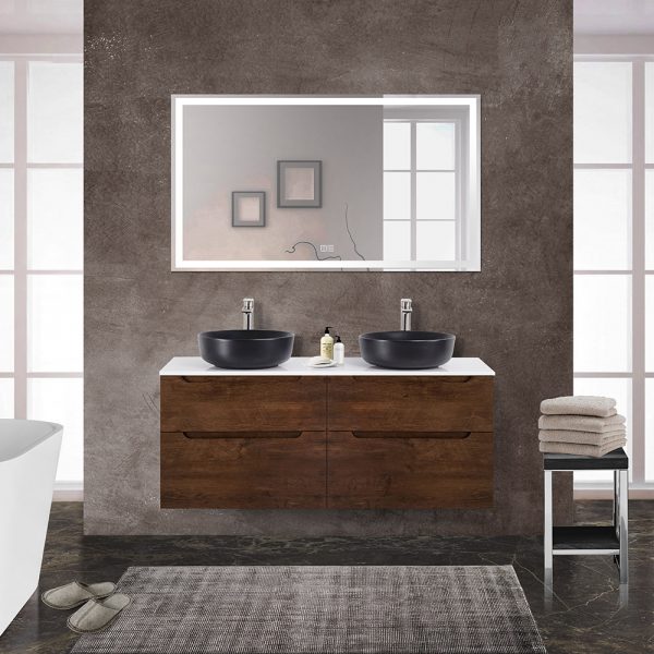 BelBagno - Тумба со столешницей и накладными раковинами подвесная  ETNA-H60 140 Rovere Moro