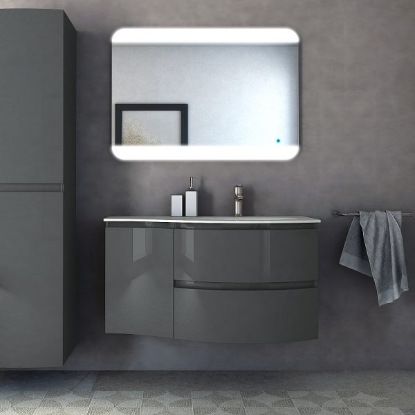 CEZARES - Тумба с раковиной подвесная  VAGUE 104 Antracite, правосторонняя