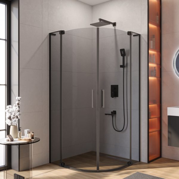 CEZARES - Душевой уголок  SLIDER-R-2-90/100-GRIGIO-NERO