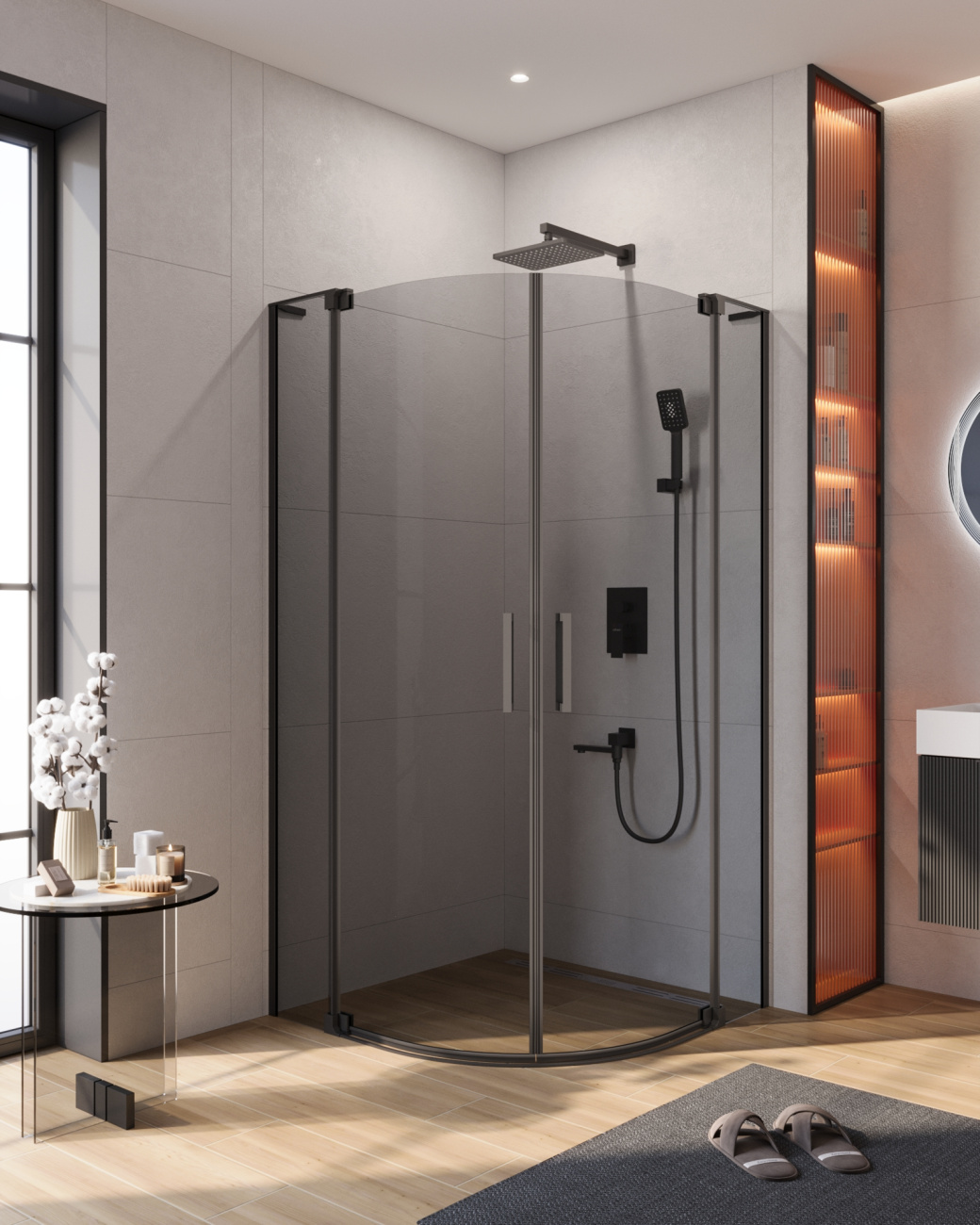 Душевой уголок CEZARES SLIDER-R-2-90/100-GRIGIO-NERO