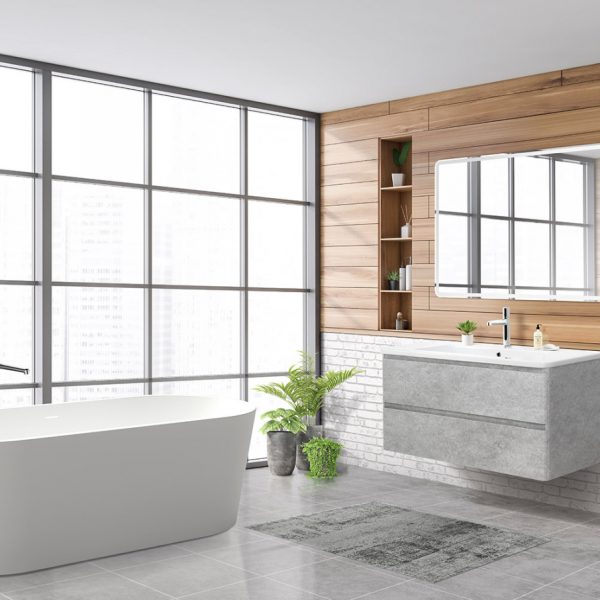 BelBagno - Тумба с раковиной подвесная  ALBANO-CER 105 Cemento Verona Grigio, раковина белая