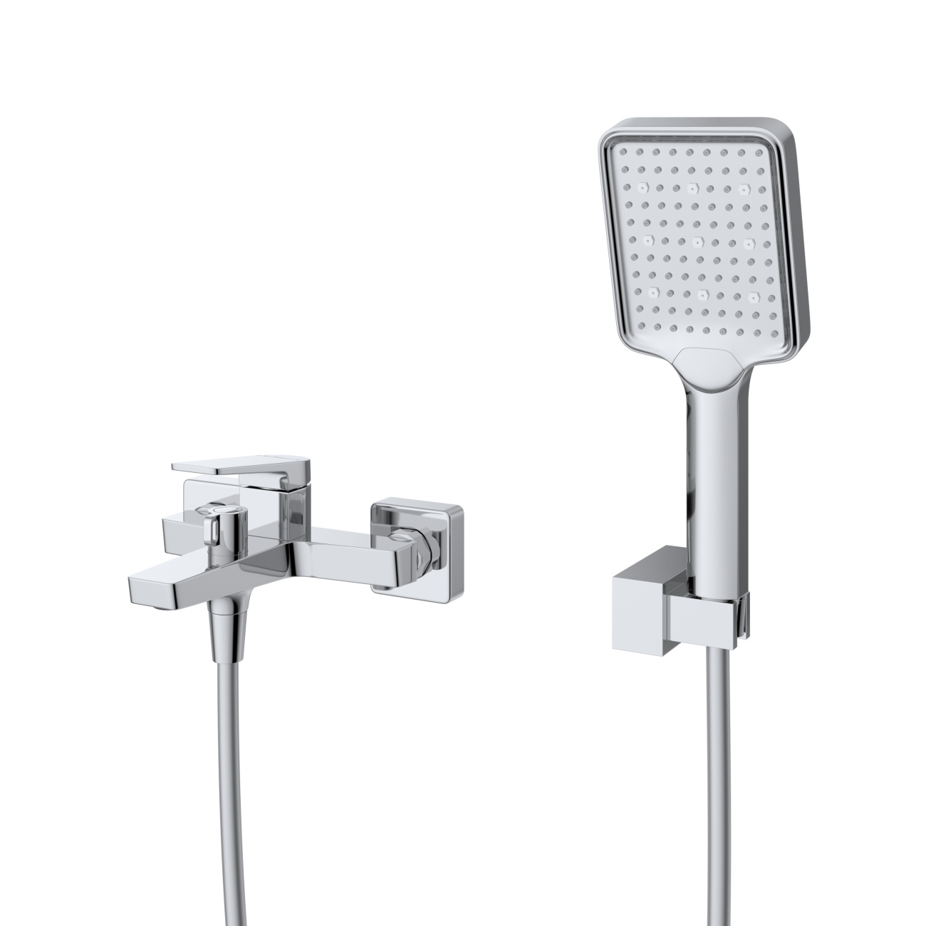 Смеситель для ванны и душа в комплекте с ручным душем, шлангом и держателем BelBagno ARDENTE-VASM-CRM