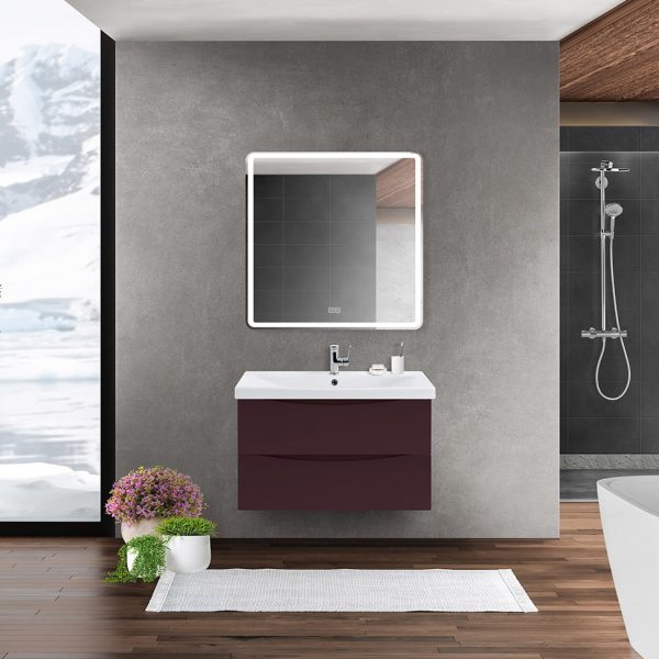 BelBagno - Тумба с раковиной подвесная  MARINO-CER 80 Bordo Lucido, раковина белая